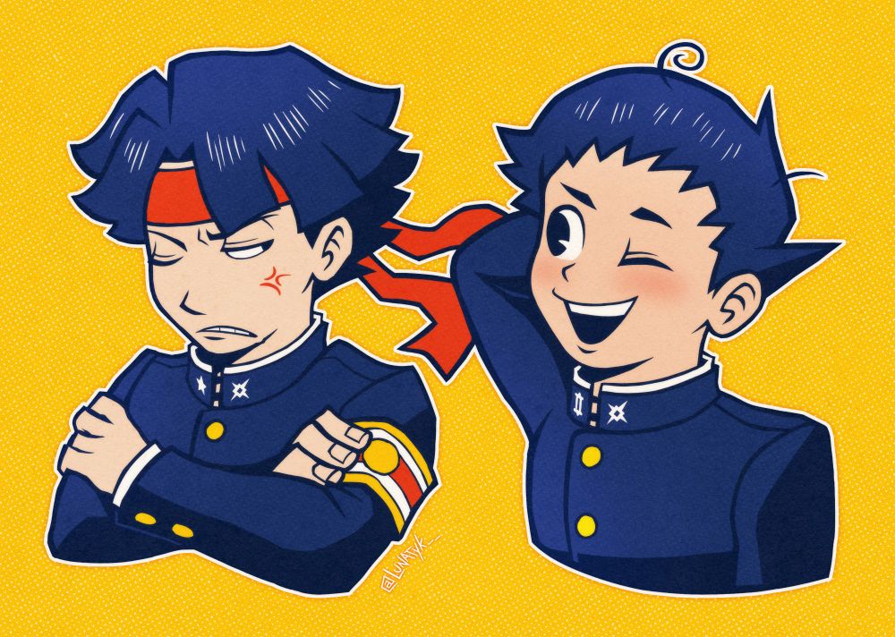 Fanart of Kazuma Asogi and Ryunosuke Naruhodo from The Great Ace Attorney