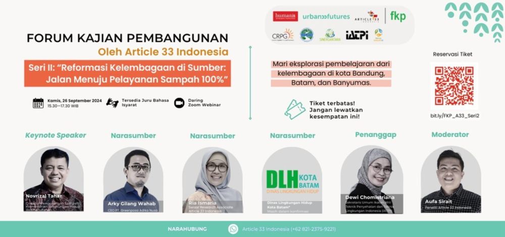 Forum Kajian Pembangunan Seri 2, Reformasi Kelembagaan di Sumber: Jalan Menuju Pelayanan Sampah 100% | Loket.com