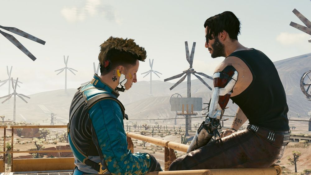 This shot is also post game end during the trip with the Aldecaldos-both V and Johnny (and Kerry via numerous holocalls) spend a lot of time chatting and trying to figure shit out because in the story I'm writing, they came across the real Johnny purely by accident while storming Arasaka and of course they couldn't leave him behind 🤷🏻

Also Vaughn's sister makes a surprise appearance into that part of the story and that does not help the confusion in the slightest