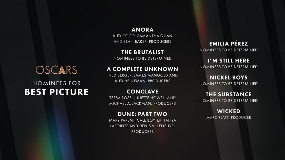 Las nominaciones a Mejor película de los Oscars 2025