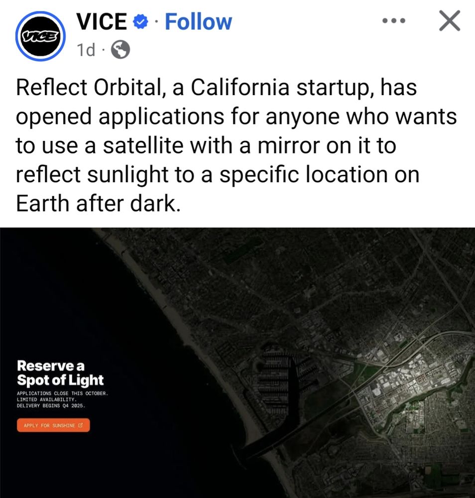 Reflect Orbital, a California startup, has opened applications for anyone who wants to use a satellite with a mirror on it to reflect sunlight to a specific location on Earth after dark.