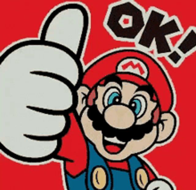 a cartoon of mario giving a thumbs up sign