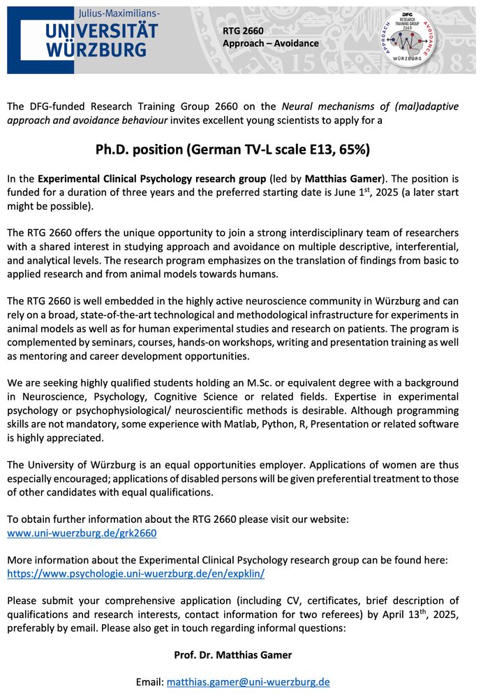 Job announcement for a 65% PhD position for 3 years