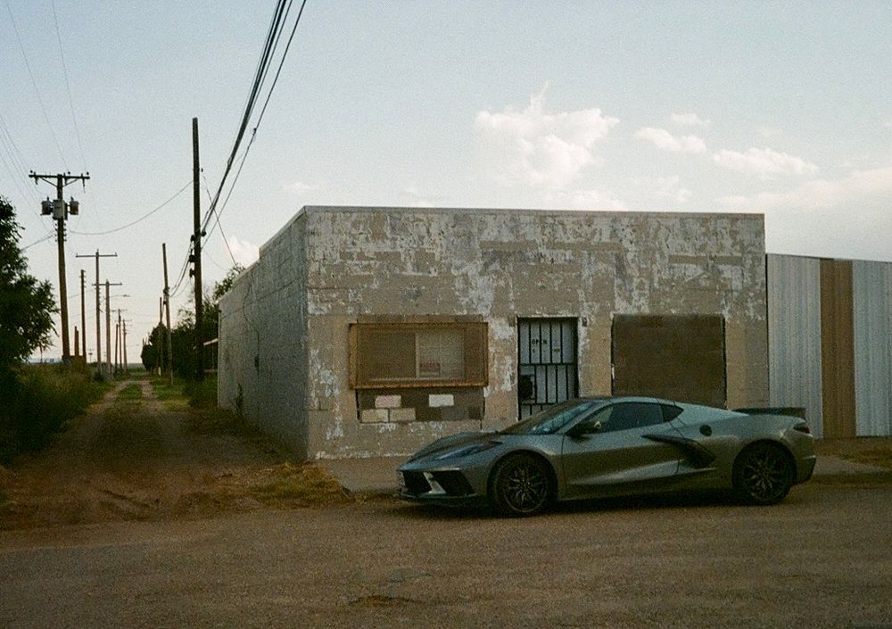 Corvette on a side street in downtown Anton, TX