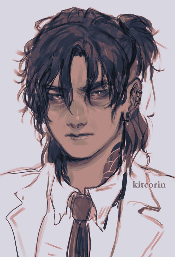 A loose portrait sketch depicting an original character named Hunter.