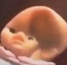 a baby doll with its head squished in 