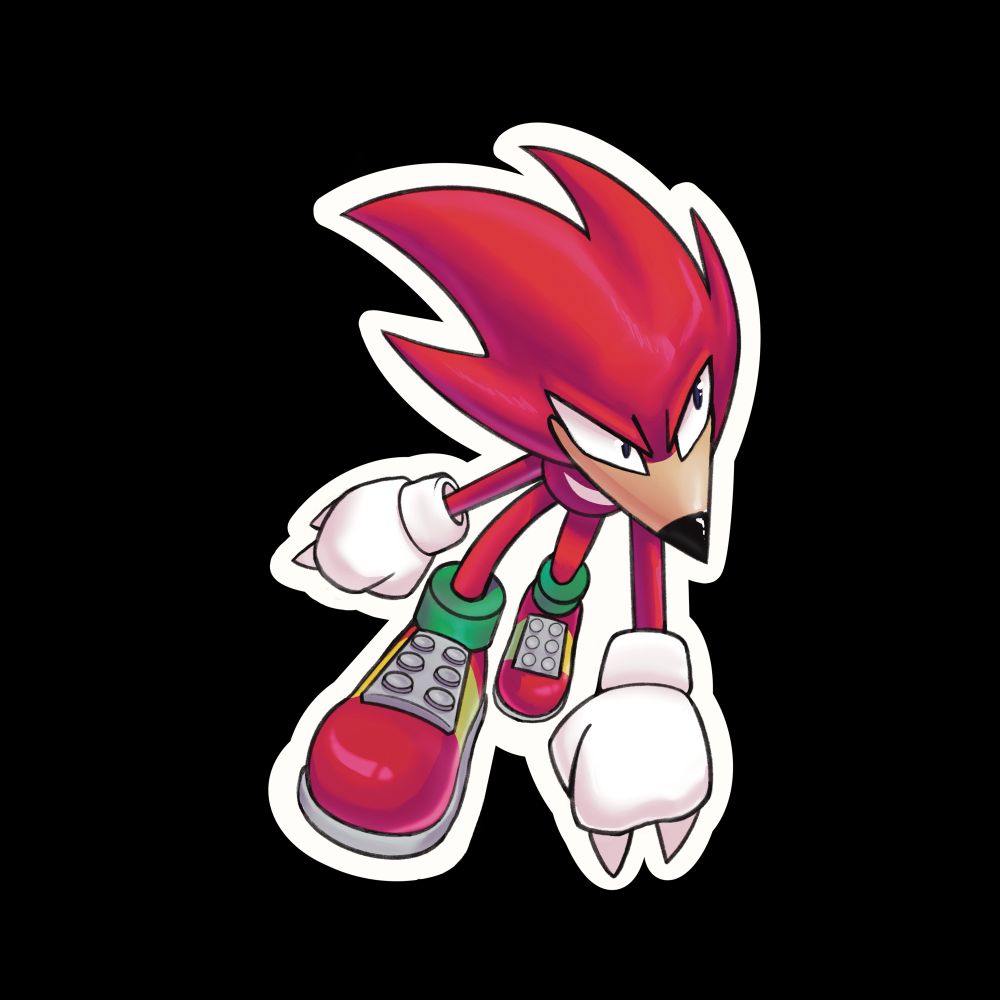 A sticker design of Knuckles the Echidna in a dynamic gliding pose. 