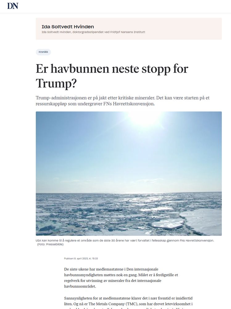 Er havbunnen neste stopp for Trump? Faksimile Dagens Næringsliv