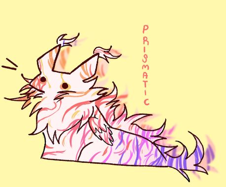 Prismatic, the slugcat based on the rainbow plush. and drawn by a friend