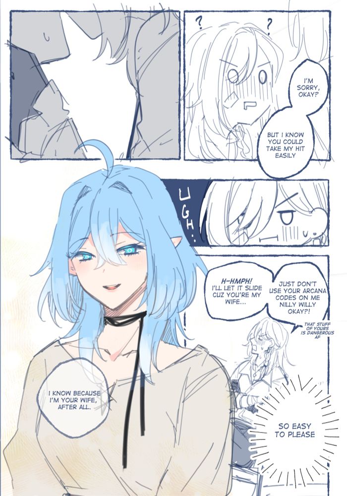 Yvainne kissed Syl and apologize. She knew Syl would be able to withstand her power since she's her wife. Syl forgives Yvainne right away (her wife is her soft spot).