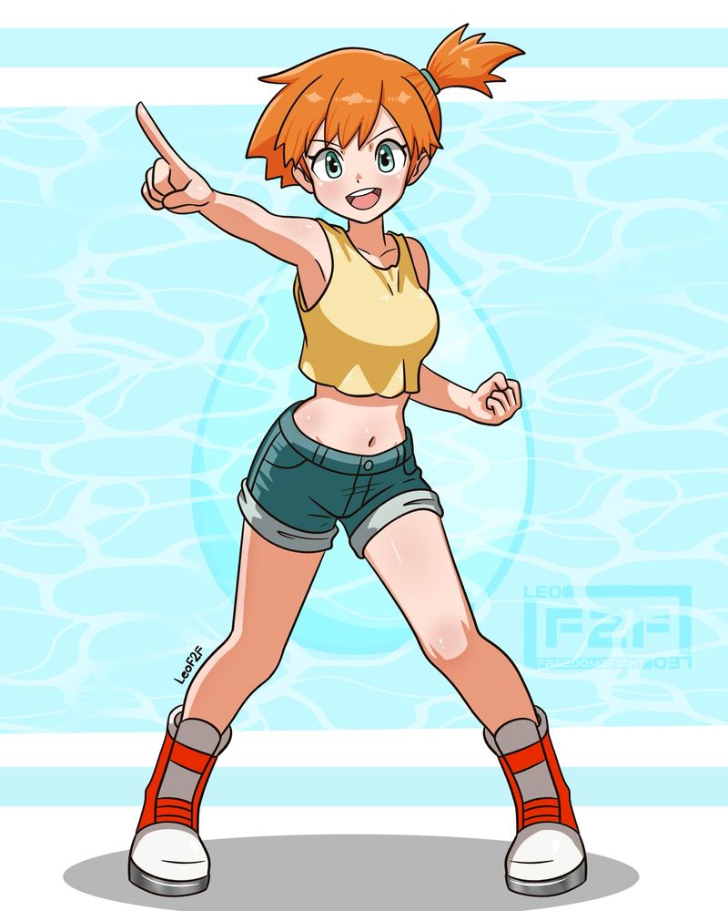 A digital art of Misty from Pokemon. It is really cool. Super amazing. Believe it.