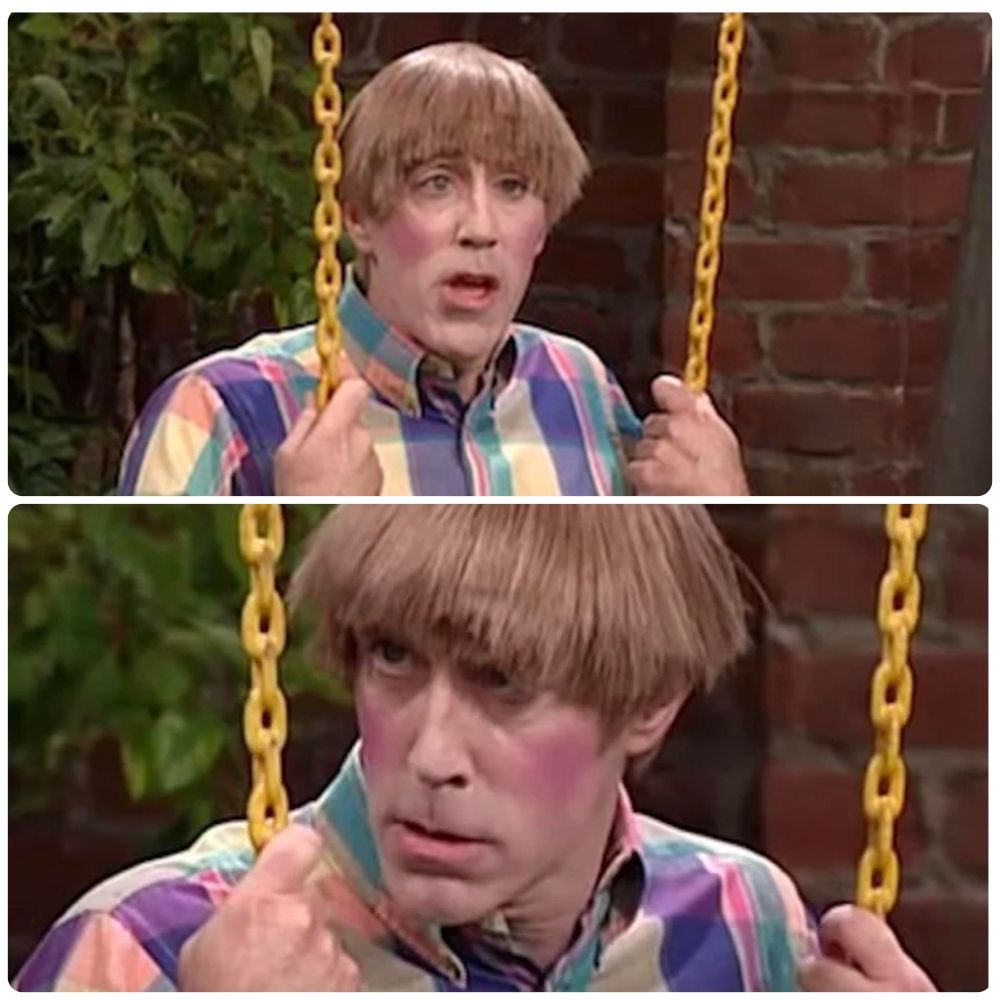 Al Franken's character Stuart on SNL, featuring a blonde bowl cut