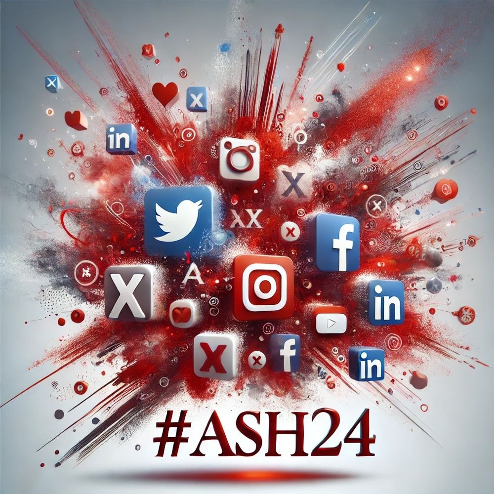 Image of #ASH24 and social media icons