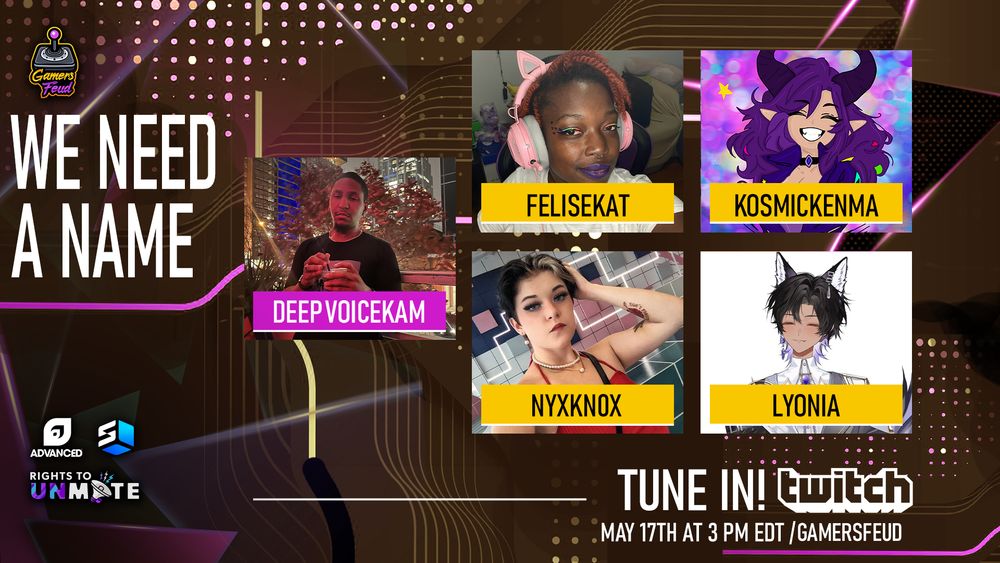 We Need A Name featuring DeepVoiceKam, FeliseKat, KosmicKenma, NyxKnox, and Lyonia.