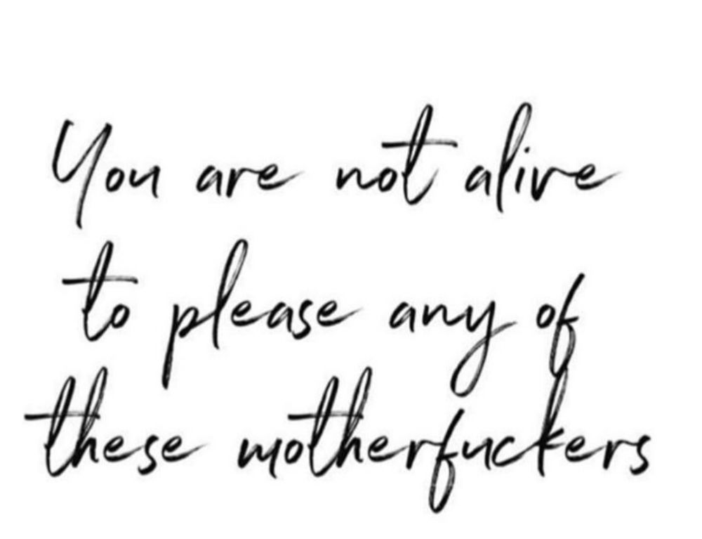 You are not alive to please any of these mother fuckers