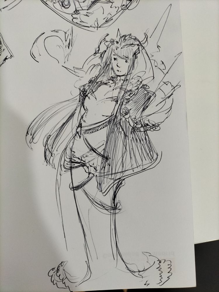 Pen doodle of Lumera (full body) (Fire Emblem Engage)
