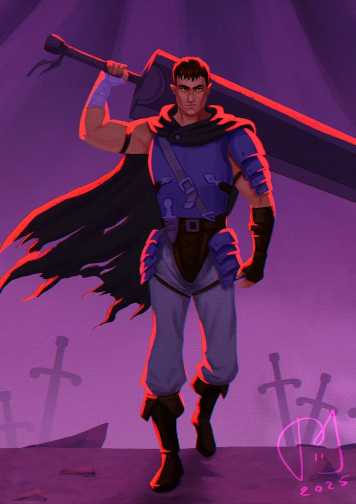 berserk fanart illustration Guts closeup
