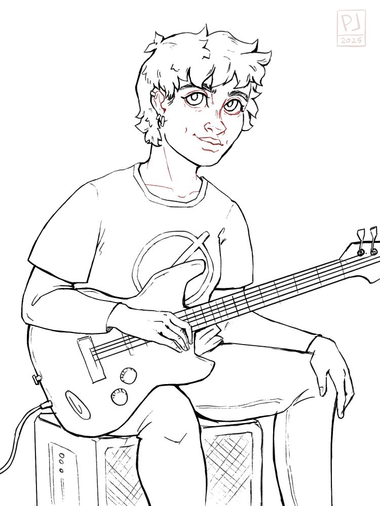 Line work of Mae humanized character from Night in the woods game