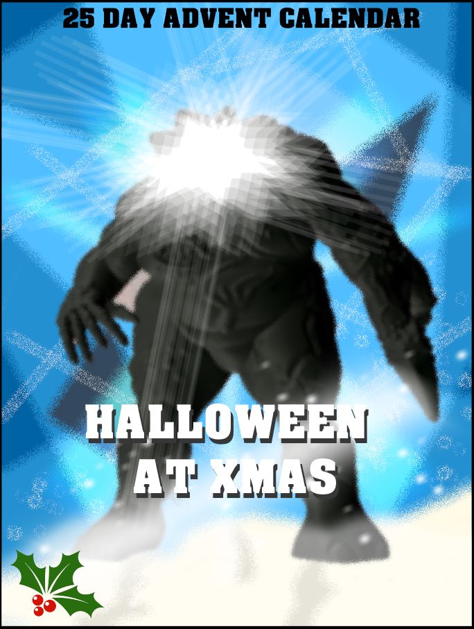 a quick graphic for my Halloween At Xmas Calendar with a nod to The Thing movie which served as a small amount of inspiration for the set of figures- an alien hybrid abomination emerges through the blinding snow