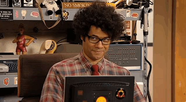 Maurice Moss (The IT Crowd) holding back laughter sitting behind a computer desk.

*meme/screenshot is not partially relevant to the joke, other than me imagining it being the kind of joke that Moss would say.*