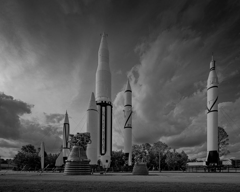 Rocket park, visible light, black and white (Nikon Z7 14-30 f4 S)
