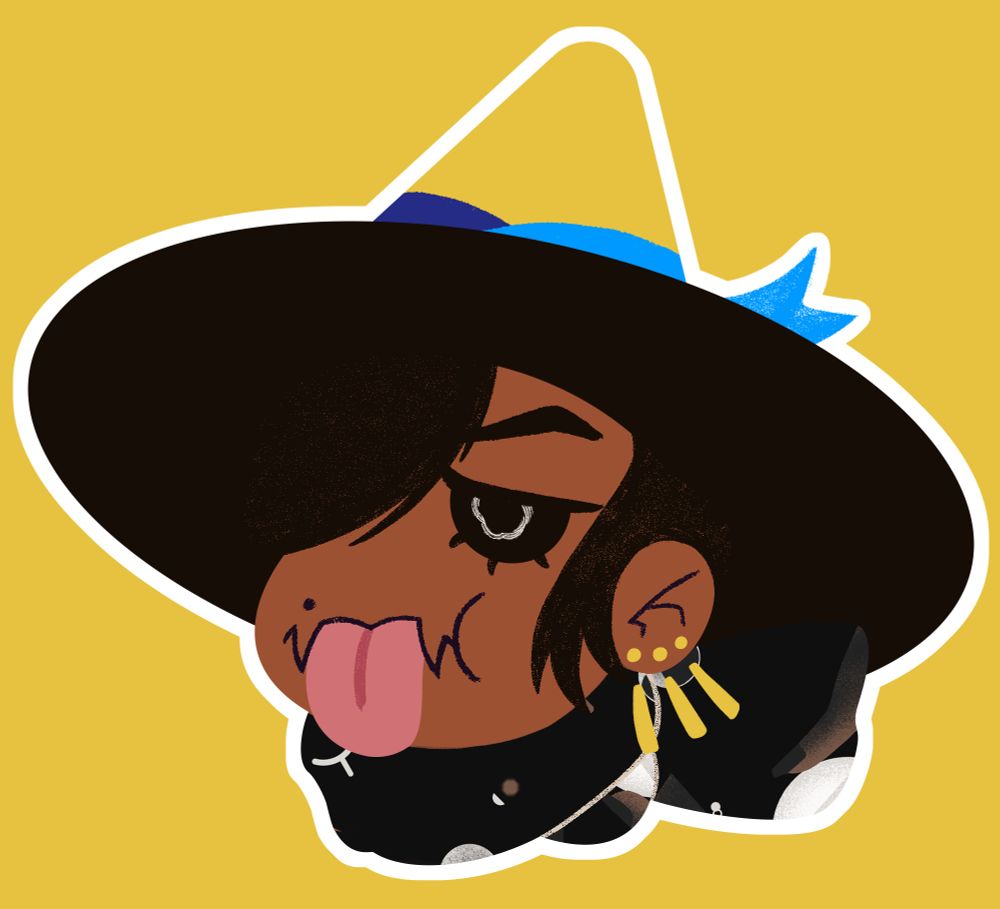Self portrait headshot of the artist dressed as Magic Man from Adventure Time, sticking out their tongue