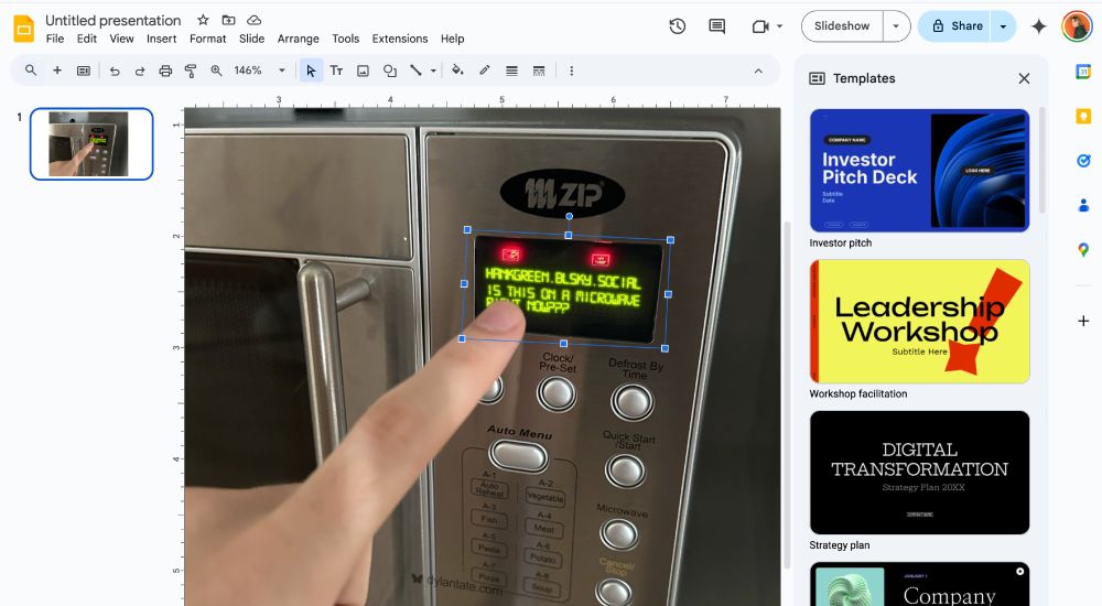 Google slides instead of photoshop
