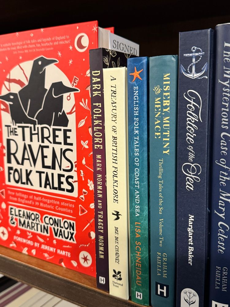 Shelfie featuring a signed copy of Dark Folklore by Mark and Tracey Norman (photo taken at Treadwell's Books)