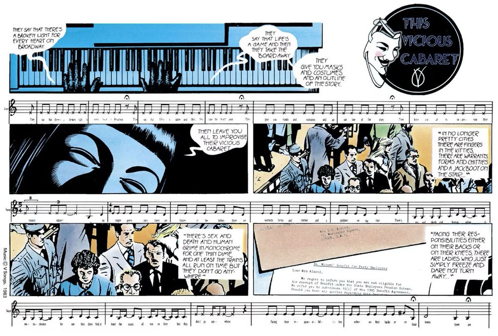 Alan Moore and David Lloyd, 1983. Originally printed in Warrior Issue 12 in black and white. Reprinted full color by DC Comics through the Vertigo imprint in V for Vendetta Issue 4, 1988.
