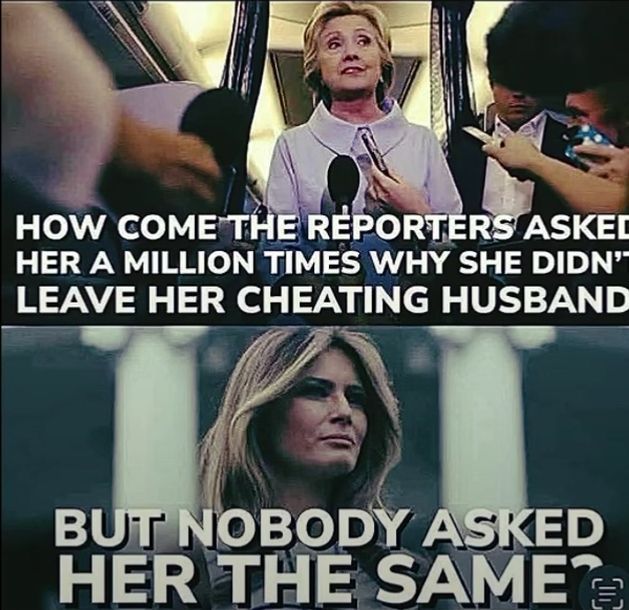 Hillary asked a million times whey she didn't leave her cheating husband, but Melania never once