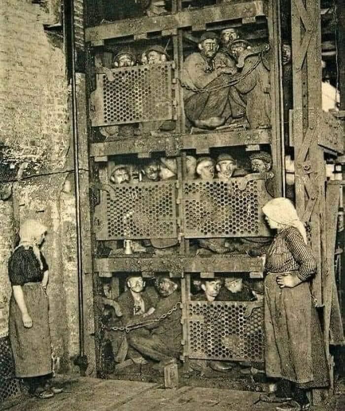 Miners at the end of their shift Gilded Age
