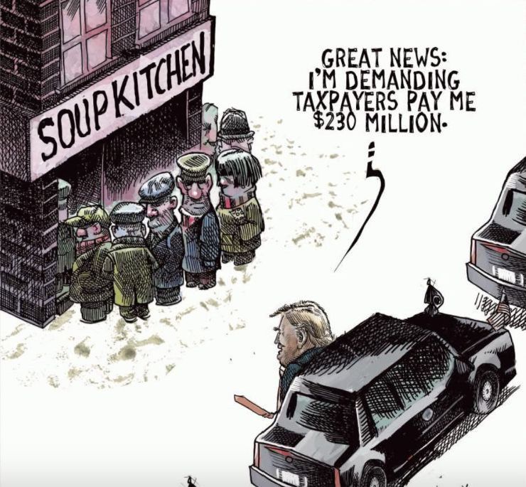 While US service men and women stand in soup lines, Trump demanding taxpayers pay him $230 million