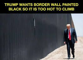 Trump painting border wall black.