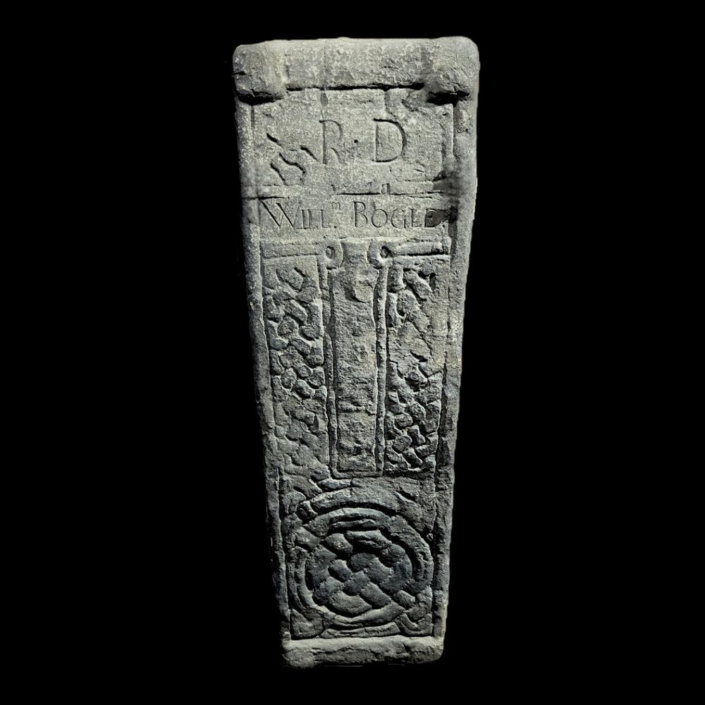 The Bogle Stone, an early medieval recumbent carved cross stone in the Govan Stones