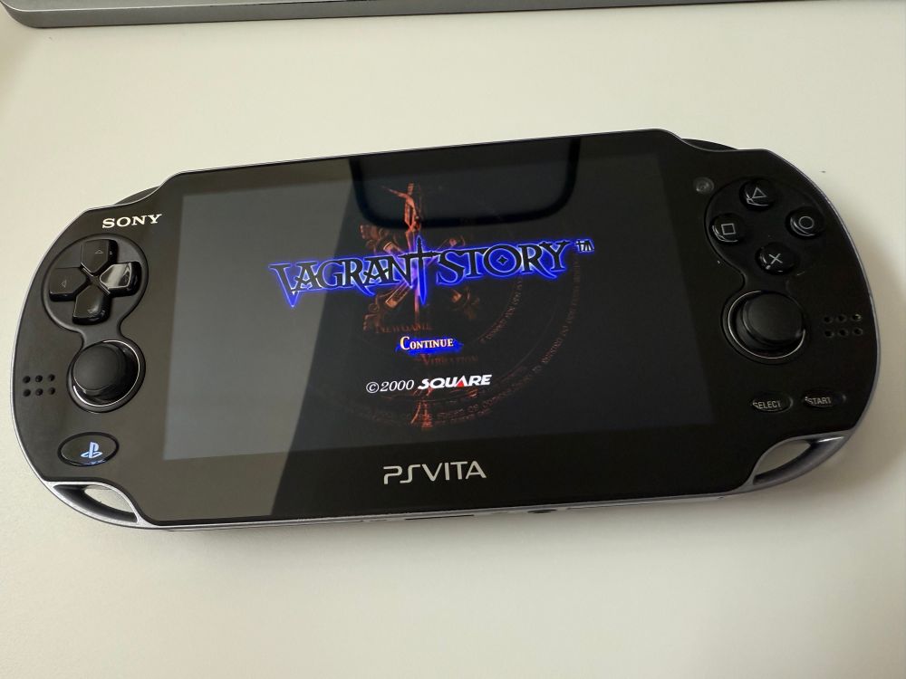 Vagrant Story main menu on a PS Vita screen