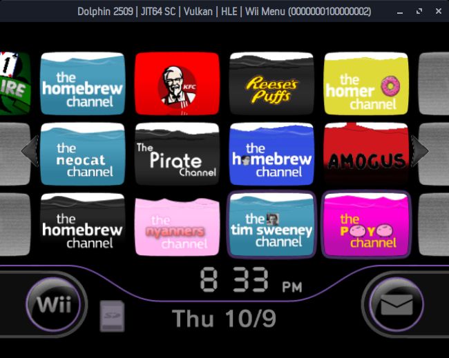 A whole page of Homebrew Channel forwarders on a Wii menu