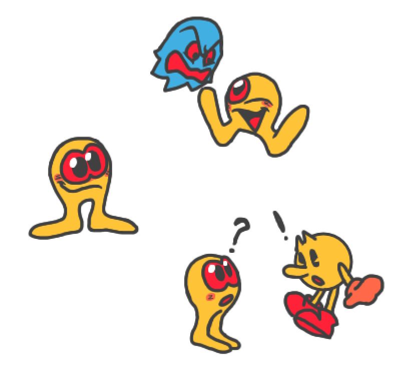doodles of pac-man's design depicted on the us arcade machine