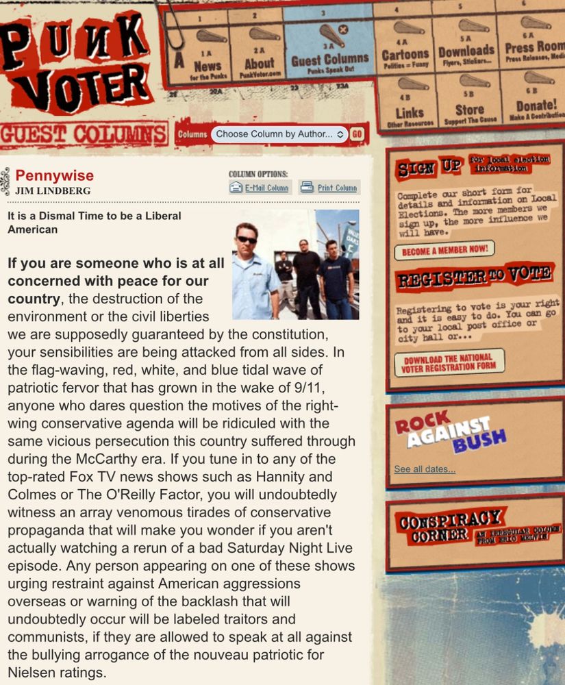 Screenshot of Jim Lindberg’s guest column.