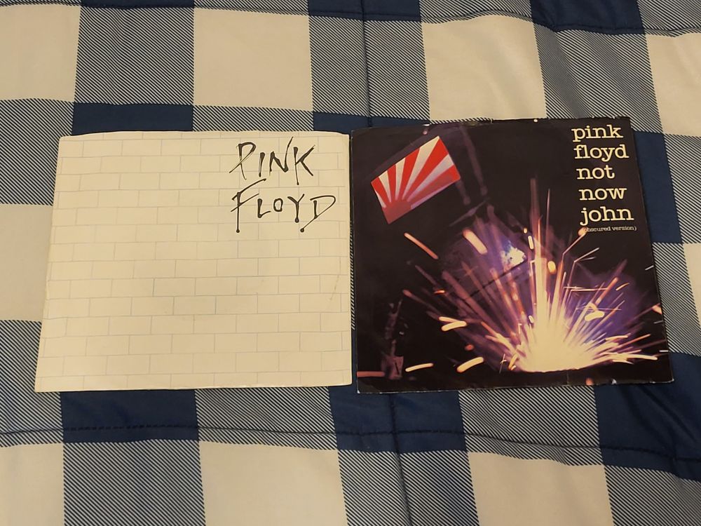 Two 7" Pink Floyd singles. Another Brick in the Wall, Part 2 (1979) and Not Now John (1983)