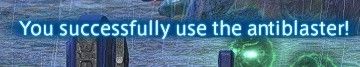 cropped screenshot from the game Final Fantasy XIV, showing a skill use with the text "You successfully use the antiblaster!"