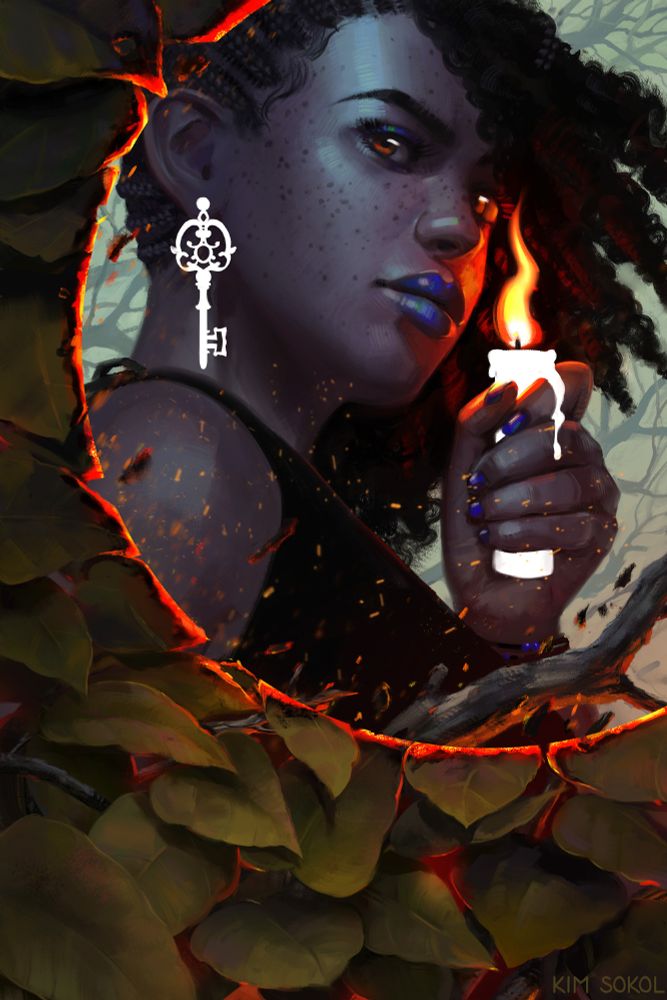 A fake YA book cover featuring a girl with a candle burning away a circle of leaves