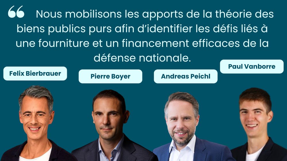 citation "Nous mobilisons les apports de la théorie des biens publics purs afin d’identifier les défis liés à une fourniture et un financement efficaces de la défense nationale."