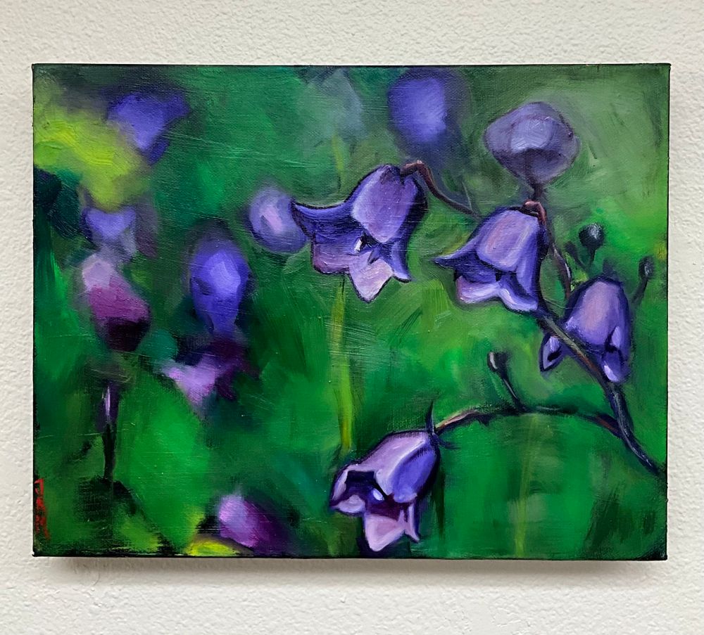 Mountain Harebell flower in Oils #oilpainting #flowers 