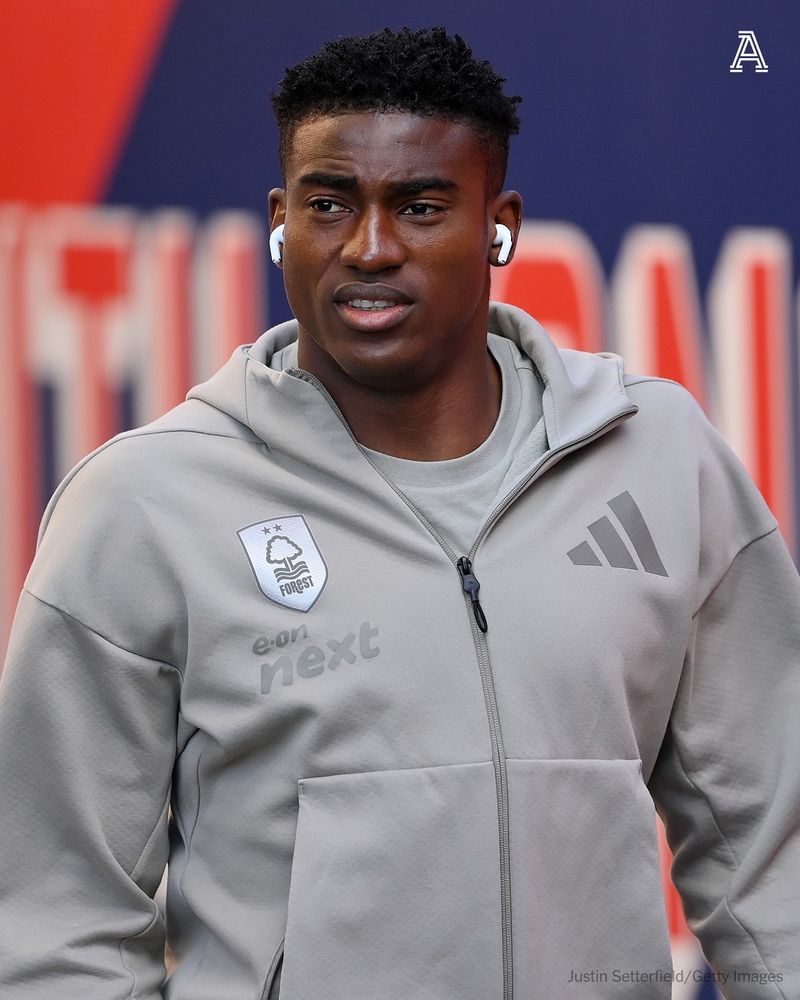 Taiwo Awoniyi of Nottingham Forest arrives at the stadium prior to the Premier League match between Crystal Palace FC and Nottingham Forest FC at Selhurst Park on May 05, 2025 in London, England
