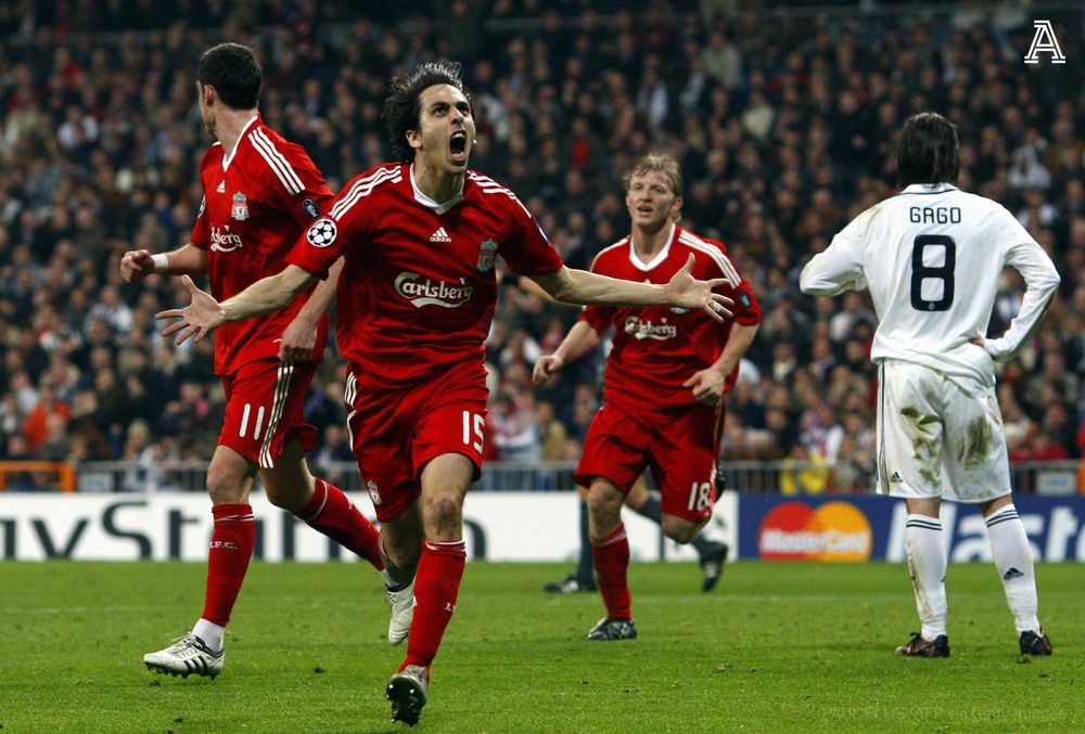 Yossi Benayoun celebrates his goal against Real Madrid