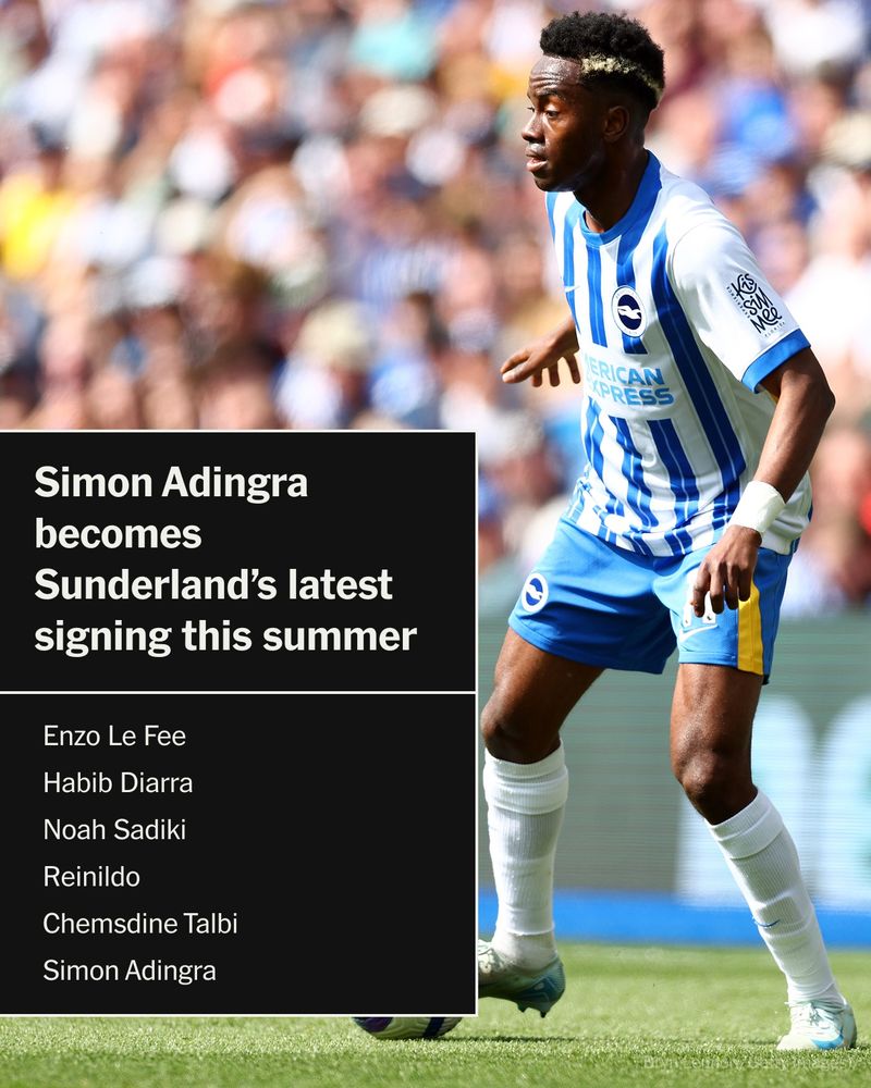 BRIGHTON, ENGLAND - APRIL 26: Simon Adingra of Brighton & Hove Albion in action during the Premier League match between Brighton & Hove Albion FC and West Ham United FC at Amex Stadium on April 26, 2025 in Brighton, England.