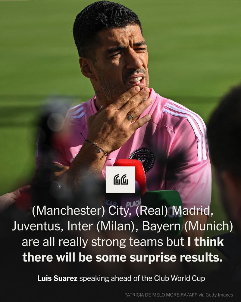Inter Miami's Uruguayan forward #09 Luis Suarez speaks to the media during a training session on the eve of the Club World Cup 2025 Group A football match between Egypt's Al-Ahly and US Inter Miami at Inter Miami CF Training Centre, Fort Lauderdale, Florida on June 13, 2025.
