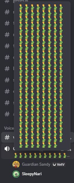 a discord vc that has 4000 pregnant man emojis as the vc status
