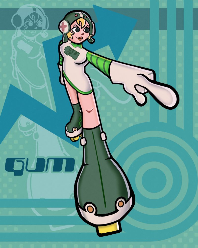 A Y2K stylized drawing of Gum from Jet Set Radio.