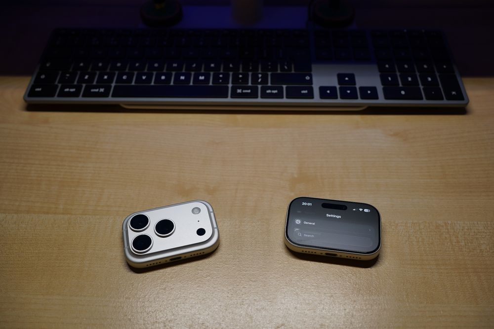 A comically small iPhone that is essentially the iPhone 17 Pro reduced to just its Plateau.